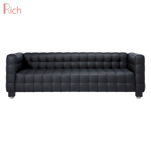 Office Living Room Furniture Classic Design Leather Black Couch 3 Seater Kubus Sofa